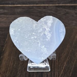 Blue crazy Lace stripe Heart With Druzy D